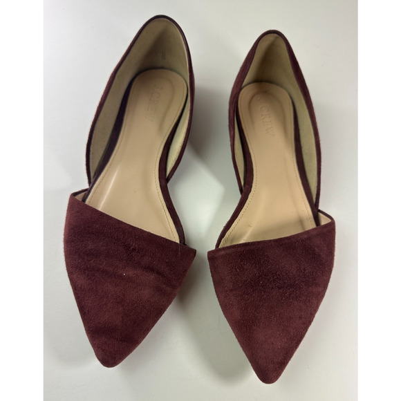 J. Crew D'Orsay Pointed Toe Leather Suede Flats Size 6 Burgundy Maroon E0033 - Picture 12 of 12
